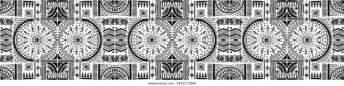 Tribal vector ornament. Seamless African pattern. Ethnic carpet with chevrons. Aztec style. Geometric mosaic on the tile, majolica. Ancient interior. Modern rug. Geo print on textile. Kente Cloth.