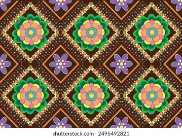 Tribal vector ornament. Seamless African pattern. Ethnic carpet with chevrons. Aztec style. Geometric mosaic on the tile, majolica. Ancient interior. Modern rug. Geo print on textile. Kente Cloth.