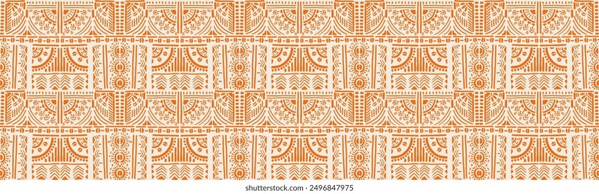 Tribal vector ornament. Seamless African pattern. Ethnic carpet with chevrons. Aztec style. Geometric mosaic on the tile, majolica. Ancient interior. Modern rug. Geo print on textile. Kente Cloth.