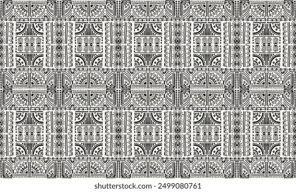 Tribal vector ornament. Seamless African pattern. Ethnic carpet with chevrons. Aztec style. Geometric mosaic on the tile, majolica. Ancient interior. Modern rug. Geo print on textile. Kente Cloth.
