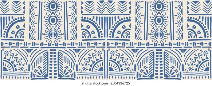 Tribal vector ornament. Seamless African pattern. Ethnic carpet with chevrons. Aztec style. Geometric mosaic on the tile, majolica. Ancient interior. Modern rug. Geo print on textile. Kente Cloth.