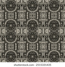 Tribal vector ornament. Seamless African pattern. Ethnic carpet with chevrons. Aztec style. Geometric mosaic on the tile, majolica. Ancient interior. Modern rug. Geo print on textile. Kente Cloth.