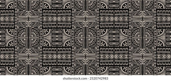 Tribal vector ornament. Seamless African pattern. Ethnic carpet with chevrons. Aztec style. Geometric mosaic on the tile, majolica. Ancient interior. Modern rug. Geo print on textile. Kente Cloth.