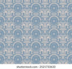 Ornamento de Vector tribal. Patrón africano sin fisuras. Alfombra étnica con galones. Estilo azteca. Mosaico geométrico en el azulejo, mayólica. Antiguo interior. Alfombra moderna. Estampado geométrico sobre textil. Paño de Kente.