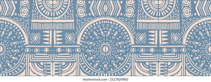 Tribal vector ornament. Seamless African pattern. Ethnic carpet with chevrons. Aztec style. Geometric mosaic on the tile, majolica. Ancient interior. Modern rug. Geo print on textile. Kente Cloth.