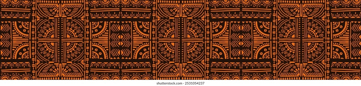 Ornamento vetorial tribal. Padrão africano perfeito. Tapete étnico com divisas. Estilo asteca. Mosaico geométrico na telha, majolica. Interior antigo. Tapete moderno. Impressão geográfica sobre têxteis. Kente Cloth.