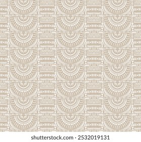 Tribal vector ornament. Seamless African pattern. Ethnic carpet with circle, wave. Aztec style. Geometric mosaic on the tile, majolica. Ancient interior. Modern rug. Geo print on textile. Kente Cloth.