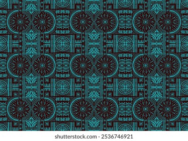 Tribal vector ornament. Seamless African pattern. Ethnic carpet with chevrons. Aztec style. Geometric mosaic on the tile, majolica. Ancient interior. Modern rug. Geo print on textile. Kente Cloth.