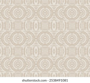 Tribal vector ornament. Seamless African pattern. Ethnic carpet with circle, wave. Aztec style. Geometric mosaic on the tile, majolica. Ancient interior. Modern rug. Geo print on textile. Kente Cloth.