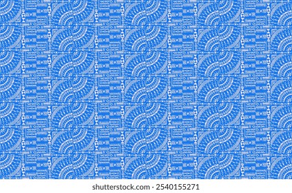 Tribal vector ornament. Seamless African pattern. Ethnic carpet with circle, wave. Aztec style. Geometric mosaic on the tile, majolica. Ancient interior. Modern rug. Geo print on textile. Kente Cloth.