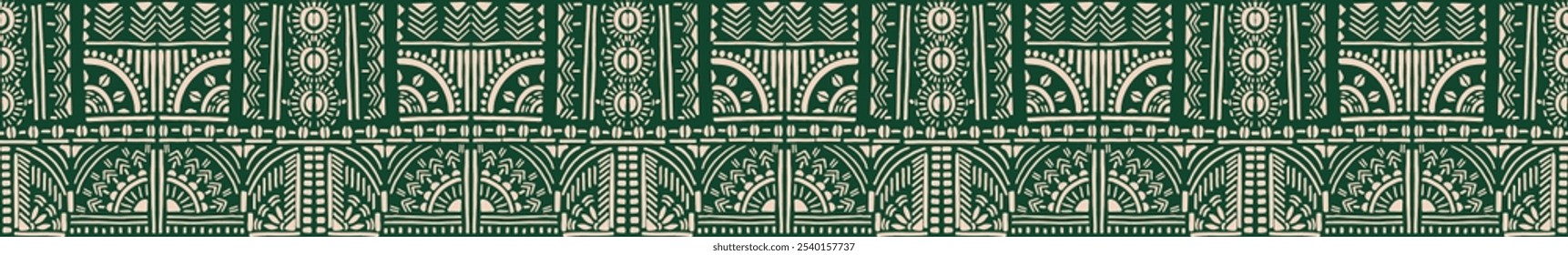 Tribal vector ornament. Seamless African pattern. Ethnic carpet with chevrons. Aztec style. Geometric mosaic on the tile, majolica. Ancient interior. Modern rug. Geo print on textile. Kente Cloth.

