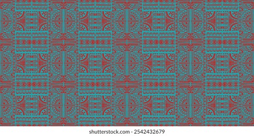 Tribal vector ornament. Seamless African pattern. Ethnic carpet with chevrons. Aztec style. Geometric mosaic on the tile, majolica. Ancient interior. Modern rug. Geo print on textile. Kente Cloth.