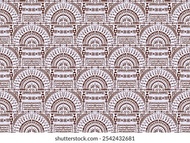 Tribal vector ornament. Seamless African pattern. Ethnic carpet with circle, wave. Aztec style. Geometric mosaic on the tile, majolica. Ancient interior. Modern rug. Geo print on textile. Kente Cloth.
