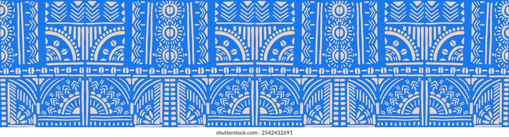 Tribal vector ornament. Seamless African pattern. Ethnic carpet with chevrons. Aztec style. Geometric mosaic on the tile, majolica. Ancient interior. Modern rug. Geo print on textile. Kente Cloth.