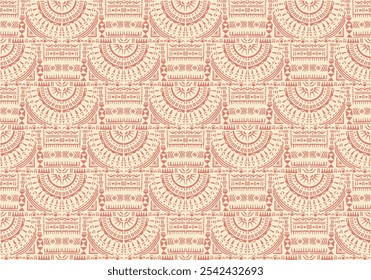 Tribal vector ornament. Seamless African pattern. Ethnic carpet with circle, wave. Aztec style. Geometric mosaic on the tile, majolica. Ancient interior. Modern rug. Geo print on textile. Kente Cloth.