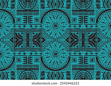 Tribal vector ornament. Seamless African pattern. Ethnic carpet with chevrons. Aztec style. Geometric mosaic on the tile, majolica. Ancient interior. Modern rug. Geo print on textile. Kente Cloth.