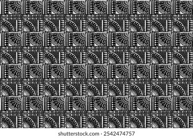 Tribal vector ornament. Seamless African pattern. Ethnic carpet with chevrons. Aztec style. Geometric mosaic on the tile, majolica. Ancient interior. Modern rug. Geo print on textile. Kente Cloth.