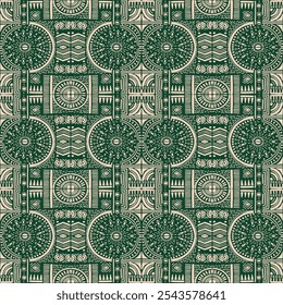 Tribal vector ornament. Seamless African pattern. Ethnic carpet with chevrons. Aztec style. Geometric mosaic on the tile, majolica. Ancient interior. Modern rug. Geo print on textile. Kente Cloth.