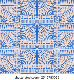 Tribal vector ornament. Seamless African pattern. Ethnic carpet with chevrons. Aztec style. Geometric mosaic on the tile, majolica. Ancient interior. Modern rug. Geo print on textile. Kente Cloth.