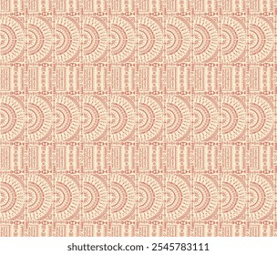 Tribal vector ornament. Seamless African pattern. Ethnic carpet with circle, wave. Aztec style. Geometric mosaic on the tile, majolica. Ancient interior. Modern rug. Geo print on textile. Kente Cloth.