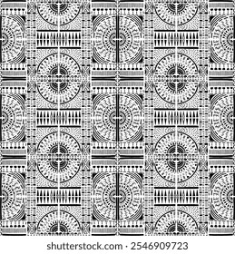 Tribal vector ornament. Seamless African pattern. Ethnic carpet with chevrons. Aztec style. Geometric mosaic on the tile, majolica. Ancient interior. Modern rug. Geo print on textile. Kente Cloth.