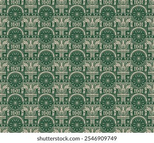 Tribal vector ornament. Seamless African pattern. Ethnic carpet with chevrons. Aztec style. Geometric mosaic on the tile, majolica. Ancient interior. Modern rug. Geo print on textile. Kente Cloth.