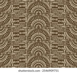 Tribal vector ornament. Seamless African pattern. Ethnic carpet with chevrons. Aztec style. Geometric mosaic on the tile, majolica. Ancient interior. Modern rug. Geo print on textile. Kente Cloth.