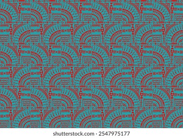 Tribal vector ornament. Seamless African pattern. Ethnic carpet with circle, wave. Aztec style. Geometric mosaic on the tile, majolica. Ancient interior. Modern rug. Geo print on textile. Kente Cloth.