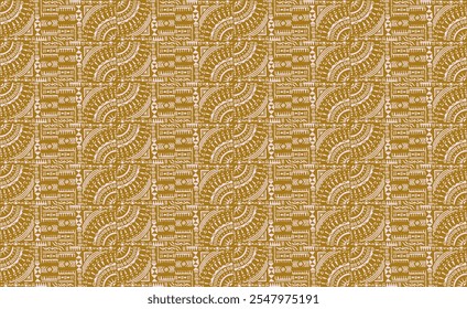 Tribal vector ornament. Seamless African pattern. Ethnic carpet with circle, wave. Aztec style. Geometric mosaic on the tile, majolica. Ancient interior. Modern rug. Geo print on textile. Kente Cloth.