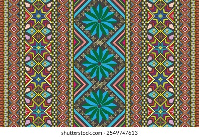 Tribal vector ornament. Seamless African pattern. Ethnic carpet with chevrons. Aztec style. Geometric mosaic on the tile, majolica. Ancient interior. Modern rug. Geo print on textile. Kente Cloth.