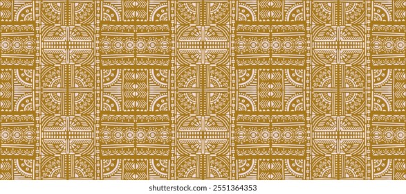 Tribal vector ornament. Seamless African pattern. Ethnic carpet with chevrons. Aztec style. Geometric mosaic on the tile, majolica. Ancient interior. Modern rug. Geo print on textile. Kente Cloth.