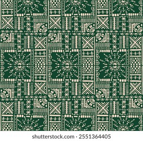 Tribal vector ornament. Seamless African pattern. Ethnic carpet with chevrons. Aztec style. Geometric mosaic on the tile, majolica. Ancient interior. Modern rug. Geo print on textile. Kente Cloth.