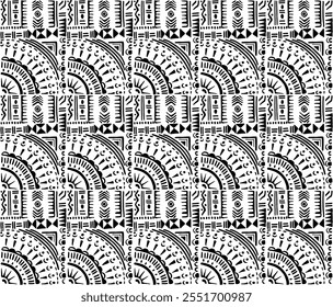 Tribal vector ornament. Seamless African pattern. Ethnic carpet with chevrons. Aztec style. Geometric mosaic on the tile, majolica. Ancient interior. Modern rug. Geo print on textile. Kente Cloth.