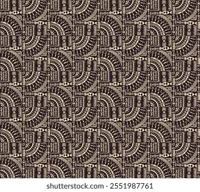 Tribal vector ornament. Seamless African pattern. Ethnic carpet with chevrons. Aztec style. Geometric mosaic on the tile, majolica. Ancient interior. Modern rug. Geo print on textile. Kente Cloth.