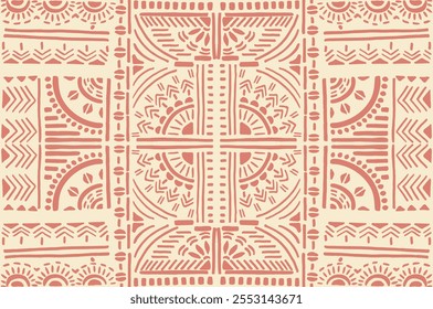 Tribal vector ornament. Seamless African pattern. Ethnic carpet with chevrons. Aztec style. Geometric mosaic on the tile, majolica. Ancient interior. Modern rug. Geo print on textile. Kente Cloth.