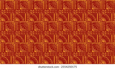 Tribal vector ornament. Seamless African pattern. Ethnic carpet with chevrons. Aztec style. Geometric mosaic on the tile, majolica. Ancient interior. Modern rug. Geo print on textile. Kente Cloth.