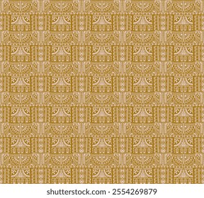 Tribal vector ornament. Seamless African pattern. Ethnic carpet with chevrons. Aztec style. Geometric mosaic on the tile, majolica. Ancient interior. Modern rug. Geo print on textile. Kente Cloth.