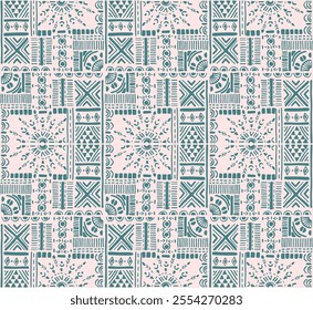 Tribal vector ornament. Seamless African pattern. Ethnic carpet with chevrons. Aztec style. Geometric mosaic on the tile, majolica. Ancient interior. Modern rug. Geo print on textile. Kente Cloth.