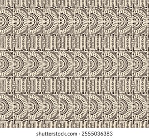 Tribal vector ornament. Seamless African pattern. Ethnic carpet with chevrons. Aztec style. Geometric mosaic on the tile, majolica. Ancient interior. Modern rug. Geo print on textile. Kente Cloth.