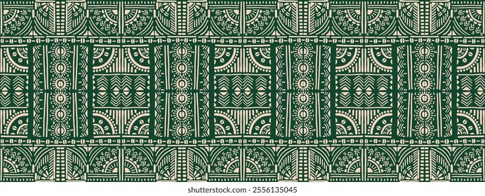 Tribal vector ornament. Seamless African pattern. Ethnic carpet with chevrons. Aztec style. Geometric mosaic on the tile, majolica. Ancient interior. Modern rug. Geo print on textile. Kente Cloth.