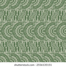 Tribal vector ornament. Seamless African pattern. Ethnic carpet with circle, wave. Aztec style. Geometric mosaic on the tile, majolica. Ancient interior. Modern rug. Geo print on textile. Kente Cloth.