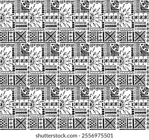 Tribal vector ornament. Seamless African pattern. Ethnic carpet with chevrons. Aztec style. Geometric mosaic on the tile, majolica. Ancient interior. Modern rug. Geo print on textile. Kente Cloth.