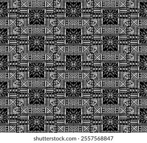 Tribal vector ornament. Seamless African pattern. Ethnic carpet with chevrons. Aztec style. Geometric mosaic on the tile, majolica. Ancient interior. Modern rug. Geo print on textile. Kente Cloth.
