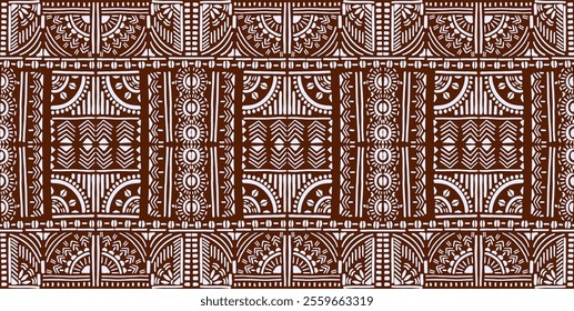 Tribal vector ornament. Seamless African pattern. Ethnic carpet with chevrons. Aztec style. Geometric mosaic on the tile, majolica. Ancient interior. Modern rug. Geo print on textile. Kente Cloth.