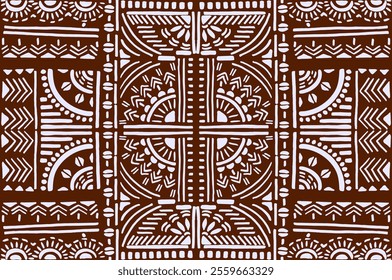 Tribal vector ornament. Seamless African pattern. Ethnic carpet with chevrons. Aztec style. Geometric mosaic on the tile, majolica. Ancient interior. Modern rug. Geo print on textile. Kente Cloth.