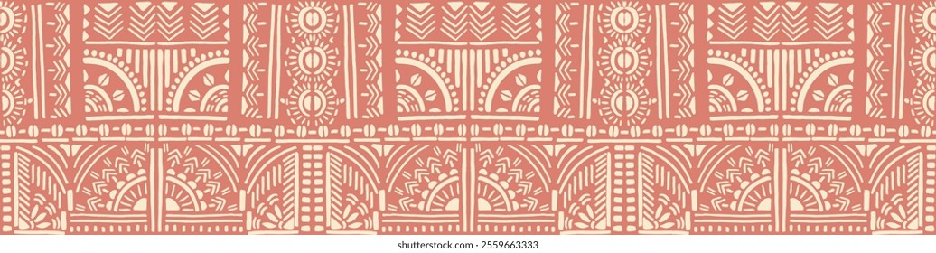 Tribal vector ornament. Seamless African pattern. Ethnic carpet with chevrons. Aztec style. Geometric mosaic on the tile, majolica. Ancient interior. Modern rug. Geo print on textile. Kente Cloth.