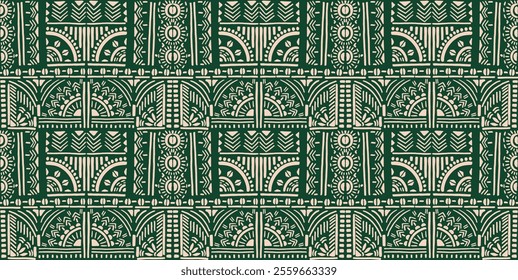 Tribal vector ornament. Seamless African pattern. Ethnic carpet with chevrons. Aztec style. Geometric mosaic on the tile, majolica. Ancient interior. Modern rug. Geo print on textile. Kente Cloth.