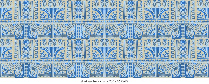 Tribal vector ornament. Seamless African pattern. Ethnic carpet with chevrons. Aztec style. Geometric mosaic on the tile, majolica. Ancient interior. Modern rug. Geo print on textile. Kente Cloth.