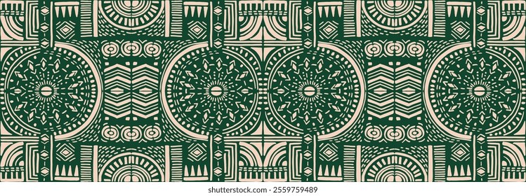 Tribal vector ornament. Seamless African pattern. Ethnic carpet with chevrons. Aztec style. Geometric mosaic on the tile, majolica. Ancient interior. Modern rug. Geo print on textile. Kente Cloth.