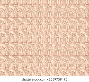 Tribal vector ornament. Seamless African pattern. Ethnic carpet with circle, wave. Aztec style. Geometric mosaic on the tile, majolica. Ancient interior. Modern rug. Geo print on textile. Kente Cloth.